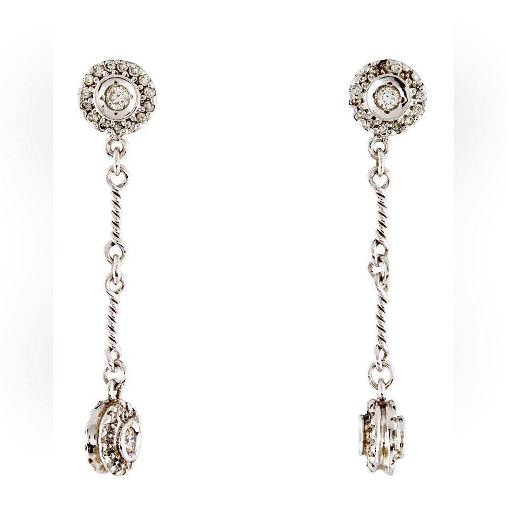 Romantic Roberto Coin 18K white gold DIAMOND dog bone drop earrings